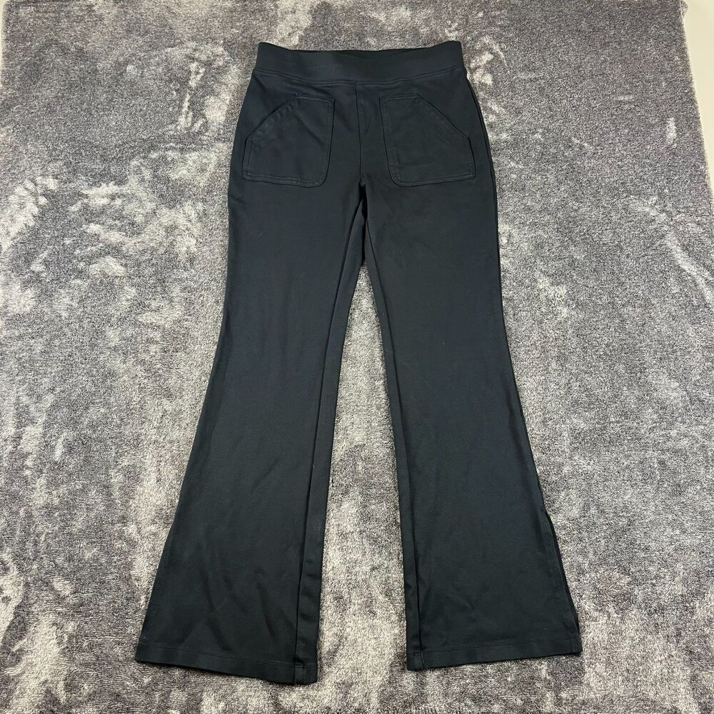 Maeve Anthropologie Ponte Knit Flare Split Ankle Pants Pull On Black Women's S